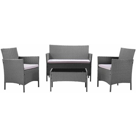 main image of "Rattan Garden Furniture Set Conservatory Patio Outdoor Table Chairs Sofa Cover, Dark Grey Plus Cover"