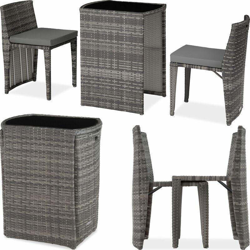 Rattan garden furniture set Hamburg - garden tables and chairs, garden furniture set, outdoor table and chairs - grey