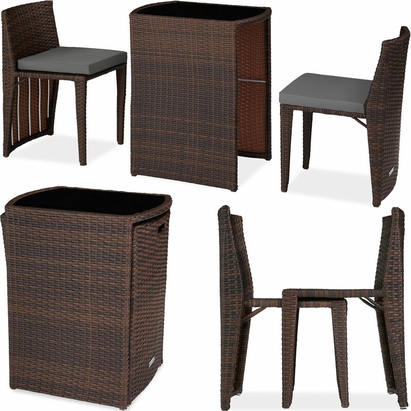 Rattan garden furniture set Hamburg - garden tables and chairs, garden furniture set, outdoor table and chairs - black/brown