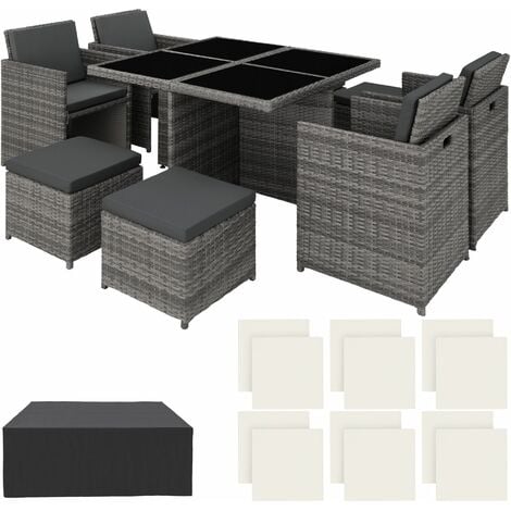 Rattan garden furniture set Manhattan with protective cover - garden tables and chairs, garden furniture set, outdoor table and chairs