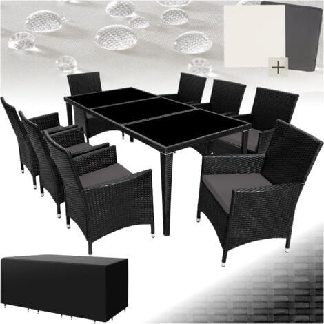 Rattan garden furniture set Monaco aluminium with protective cover - garden tables and chairs, garden furniture set, outdoor table and chairs