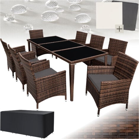 Rattan garden furniture set Monaco aluminium with protective cover - garden tables and chairs, garden furniture set, outdoor table and chairs