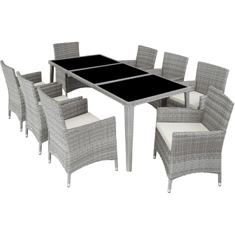 main image of "Rattan garden furniture set Monaco aluminium with protective cover - garden tables and chairs, garden furniture set, outdoor table and chairs"