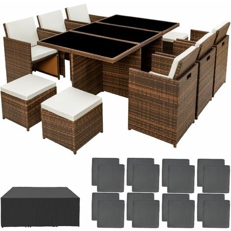 Rattan garden furniture set New York with protective cover - garden tables and chairs, garden furniture set, outdoor table and chairs