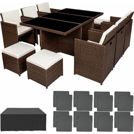 Rattan garden furniture set New York with protective cover - garden tables and chairs, garden furniture set, outdoor table and chairs