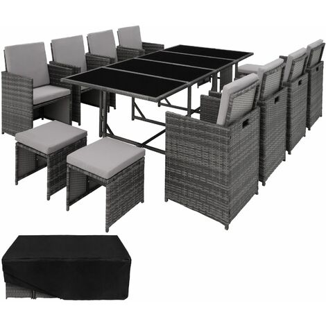 Rattan garden furniture set Palma 8+4+1 with protective cover - garden tables and chairs, garden furniture set, outdoor table and chairs