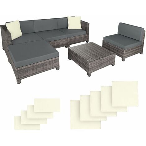 Rattan garden furniture set with aluminium frame - garden sofa, rattan sofa, garden sofa set - grey