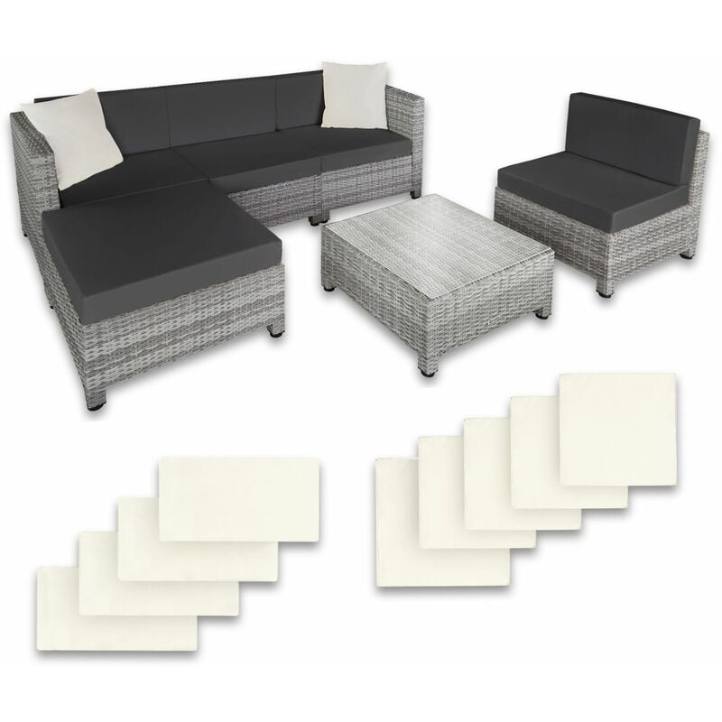 Rattan garden furniture set with aluminium frame - garden sofa, rattan sofa, garden sofa set - light grey