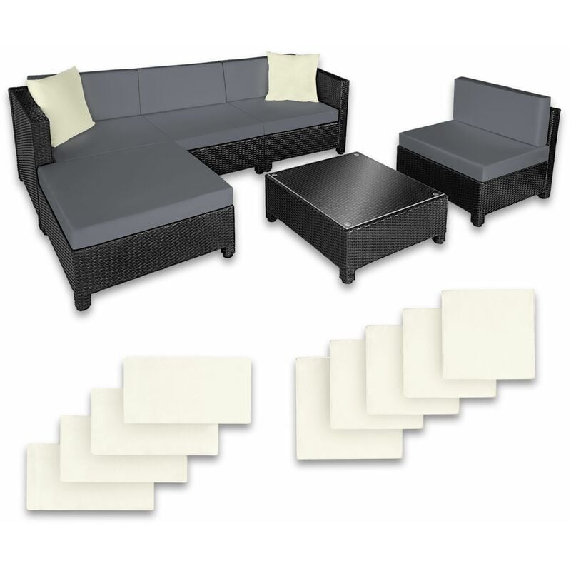 Rattan garden furniture set with aluminium frame - garden sofa, rattan sofa, garden sofa set - black