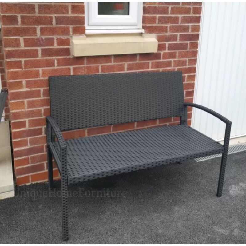 Rattan Garden Sofa Outdoor Patio Furniture Black Loveseat 2 Seater Bench Chair