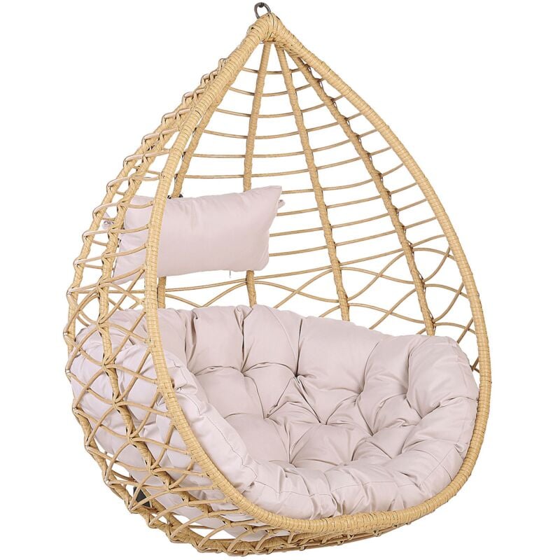 Boho Beige Rattan Hanging Chair without Stand Indoor-Outdoor Wicker Arsita