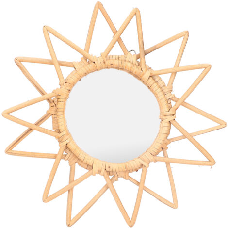 Rattan Innovative Art Decoration Makeup Mirror Retro Dressing Bathroom Wall Hanging MirrorStar
