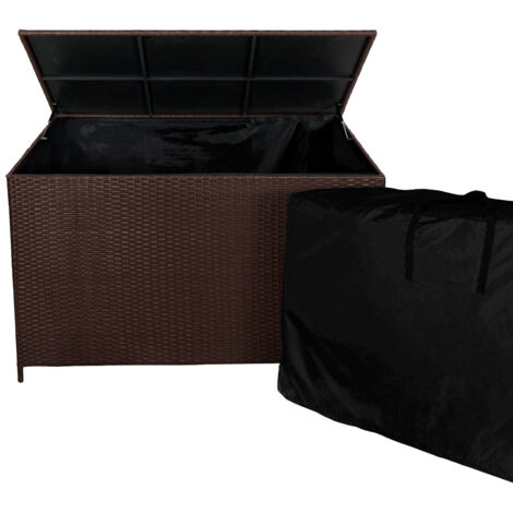 Rattan Kissenbox Große 138cm 582L Auflagenbox Gartenbox Outdoor Gartentruhe Braun