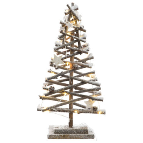 Rattan-Micro-LED-Baum mit Schneeeffekt, 25 x 12 x 50 cm
