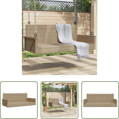 Rattan -  Panchina a Dondolo Beige 119x56x48 cm in Polyrattan