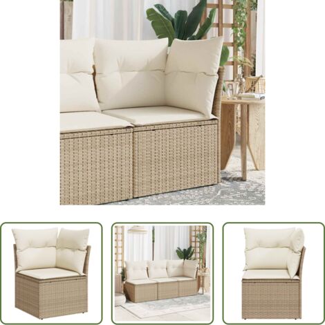 Rattan PE -  Divano Angolare da Giardino con Cuscini Beige in Polyrattan