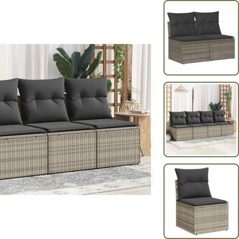 Rattan PE - vidaXL Divano Giardino 2pz con Cuscini Grigio Chiaro Polyrattan Acacia - Cuscino per schienale