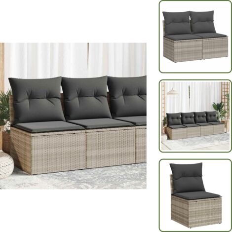 Rattan PE - vidaXL Divano Giardino 2pz con Cuscini Grigio Chiaro Polyrattan Acacia - Cuscino per schienale