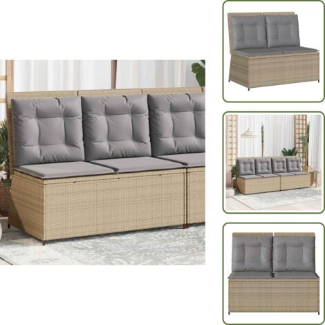 Rattan PE - vidaXL Panca Reclinabile da Giardino con Cuscini Beige in Polyrattan - Acciaio verniciato