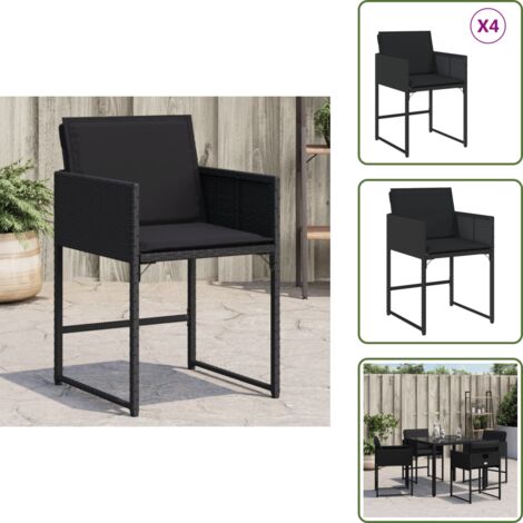 Rattan PE - vidaXL Sedie da Giardino con Cuscini 4 pz Nere in Polyrattan - Sedie da esterno