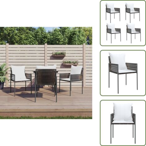 Rattan PE - vidaXL Sedie da Giardino con Cuscini 4pz Marroni 54x61x83cm Polyrattan - Acciaio verniciato