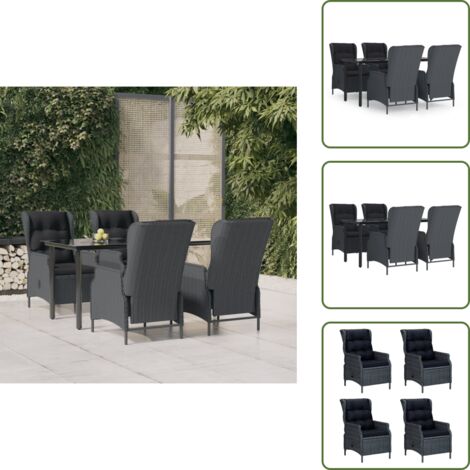 Rattan PE - vidaXL Set da Pranzo da Giardino 5 pz Grigio Scuro in Polyrattan - Acciaio verniciato