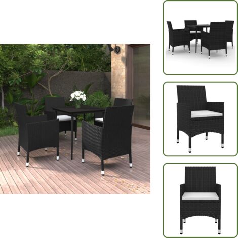Rattan PE - vidaXL Set da Pranzo per Giardino 5 pz con Cuscini Polyrattan e Vetro - Cuscini per sedile
