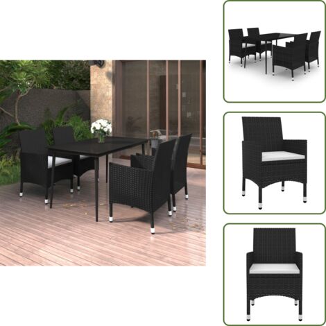 Rattan PE - vidaXL Set da Pranzo per Giardino 5 pz con Cuscini Polyrattan e Vetro - Cuscini per seduta