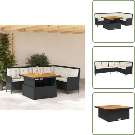 Rattan PE - vidaXL Set Divani da Giardino 2 pz con Cuscini in Polyrattan Nero - Poliestere