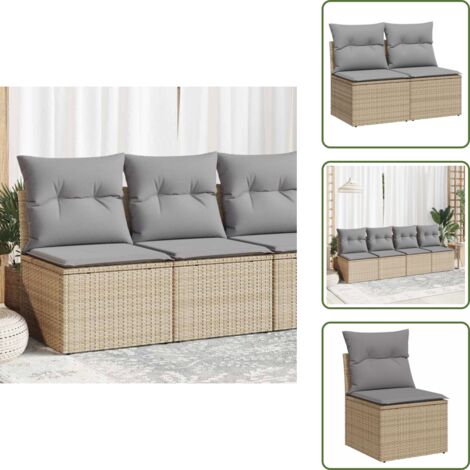 Rattan PE - vidaXL Set Divano da Giardino 2 pz con Cuscini Beige Polyrattan Acacia - Cuscini sfoderabili
