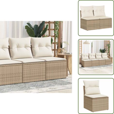 Rattan PE - vidaXL Set Divano da Giardino 2 pz con Cuscini Beige Polyrattan Acacia - Cuscini sfoderabili