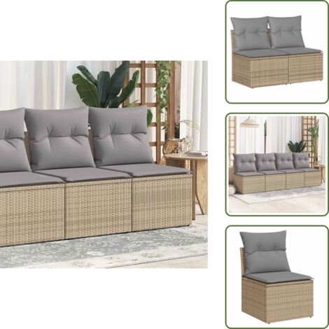 Rattan PE - vidaXL Set Divano da Giardino 2 pz con Cuscini Beige Polyrattan Acacia - Cuscini sfoderabili