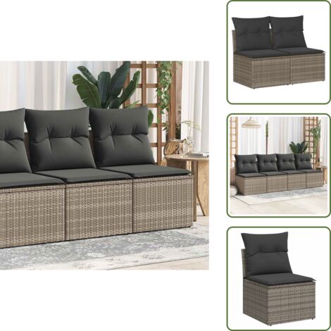 Rattan PE - vidaXL Set Divano Giardino 2 pz con Cuscini Grigio Polyrattan Acacia - Copertura impermeabile