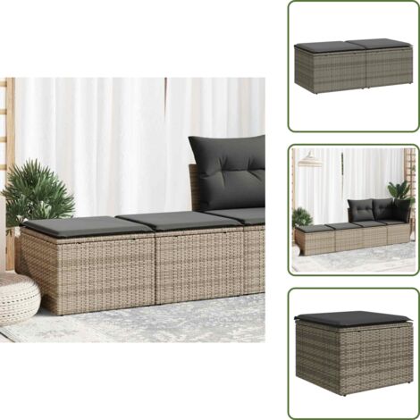 Rattan PE - vidaXL Set Divano Giardino 2 pz con Cuscini Grigio Polyrattan Acacia - Copertura impermeabile