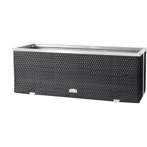 Rattan Pflanzenkübel rechteckig Anthrazit 150 x 39 x 50 cm
