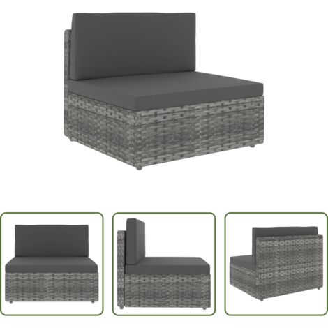 Rattan -  Seduta Centrale Modulare in Polyrattan Grigia
