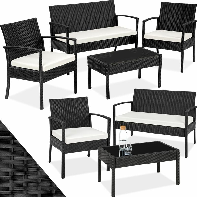 Rattan garden furniture set Sparta 3+1 - garden tables and chairs, garden furniture set, outdoor table and chairs - black