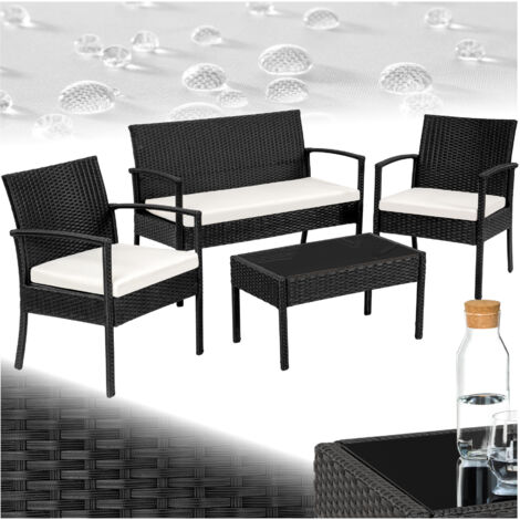 Rattan garden furniture set Sparta 3+1 - garden tables and chairs, garden furniture set, outdoor table and chairs - black