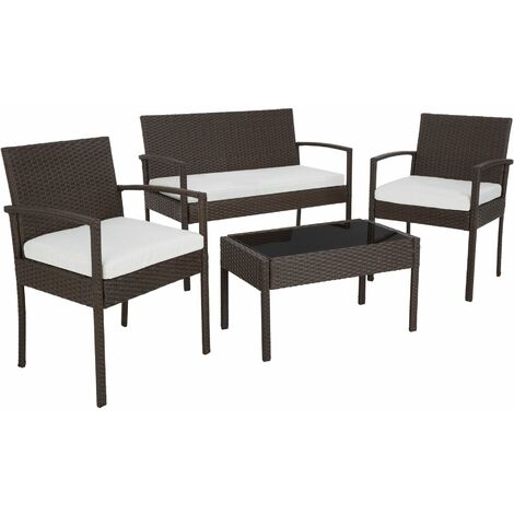 Rattan garden furniture set Sparta 3+1 - garden tables and chairs, garden furniture set, outdoor table and chairs - brown