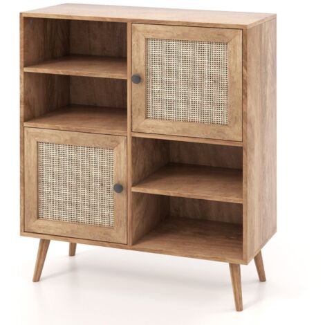 Rattan Sideboard Modern Buffet Cabinet Kitchen Boho Accent Cabinet