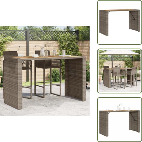 Rattan sintetico - vidaXL Tavolo Bar da Giardino Piano in Acacia 185x80x110 cm Polyrattan - Tavolo da esterno