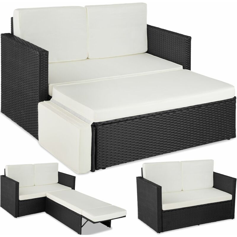 Rattan sofa Corfu - garden sofa, outdoor sofa, garden sofa set - black