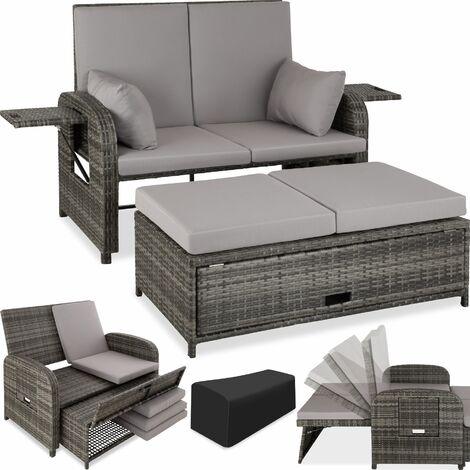 main image of "Rattan sofa Crete - 2 seater sofa, garden sofa, recliner sofa"