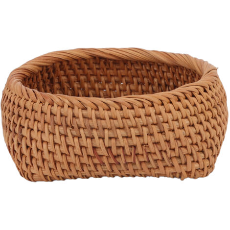 Rattan Storage Basket Hand Woven Simple Exquisite Rattan Organizer Storage Basket for Tea Sets Tableware S