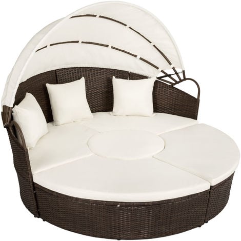 Rattan sun lounger island aluminium - garden lounge chair, sun chair, double sun lounger
