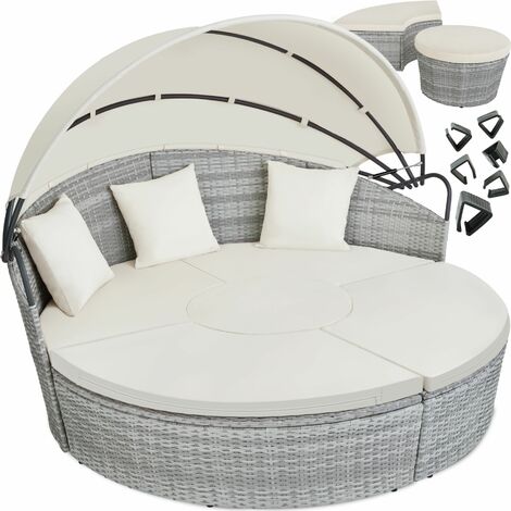 Rattan sun lounger island aluminium - garden lounge chair, sun chair, double sun lounger