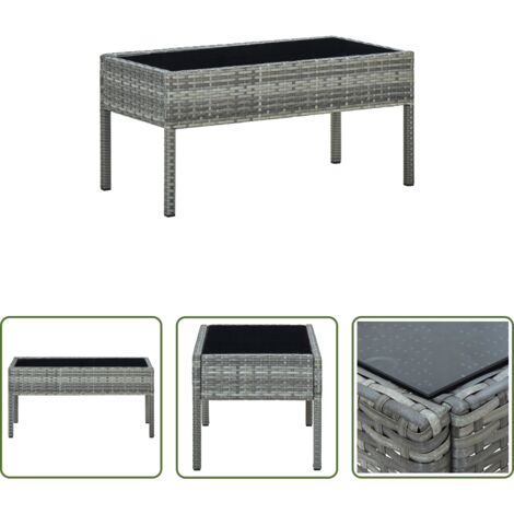 Rattan -  Tavolo da Giardino Grigio 75x40x37 cm in Polyrattan