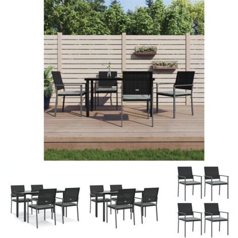 Rattan - vidaXL 5-tlg. Garten-Essgruppe mit Kissen Poly Rattan und Stahl - Stahl