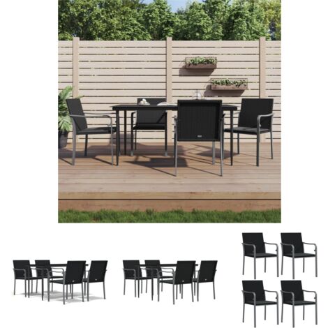 Rattan - vidaXL 5-tlg. Garten-Essgruppe mit Kissen Poly Rattan und Stahl - Stahl