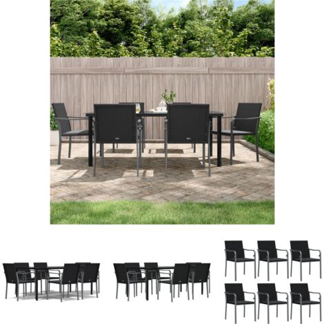 Rattan - vidaXL 7-tlg. Garten-Essgruppe mit Kissen Poly Rattan und Stahl - Stahl